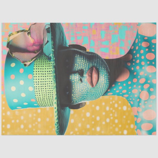 Decoupage Deco Art Kaleidoscopic Teal Woman Seidenpapier (Vorderseite)