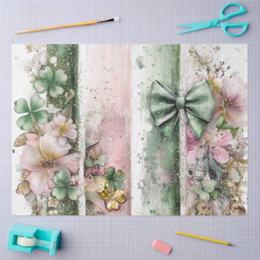 Decoupage Digital Collage Irish Clover Seidenpapier (Basteln)