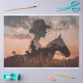 Decoupage Double Exposure Cowboy & Horse Seidenpapier (Basteln)