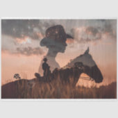 Decoupage Double Exposure Cowboy & Horse Seidenpapier (Vorderseite)