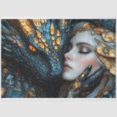 Decoupage Dragon Verzauberte Kunst der Frau Seidenpapier (Vorderseite)