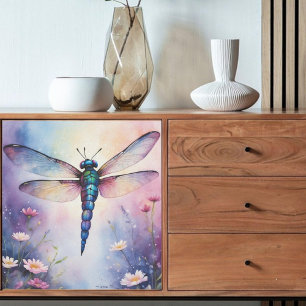Decoupage Dragonfly mit Blume Lila Farbe Seidenpapier