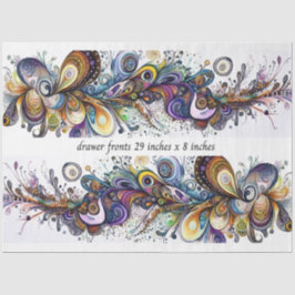 Decoupage Drawer Front 29x8 Teardrop Motif Vibrant Seidenpapier