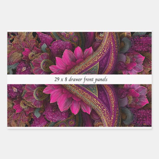 Decoupage Drawer Front Panel Paisley Fuchsia Gold Geschenkpapier Set (Vorderseite)