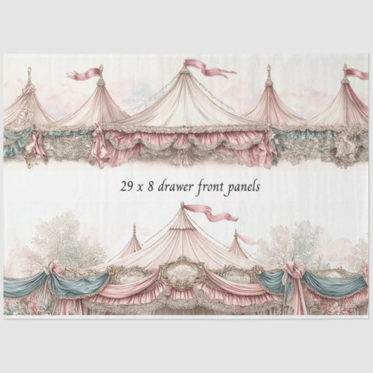 Decoupage Drawer Front Pastel Circus Vintage Lace  Seidenpapier (Vorderseite)