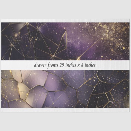 Decoupage Drawer Fronts 29x8 Geometric Cosmic Seidenpapier (Vorderseite)