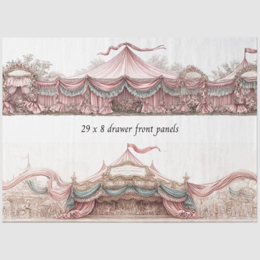 Decoupage Drawer Fronts Rococo Pastel Circus Tents Seidenpapier (Vorderseite)
