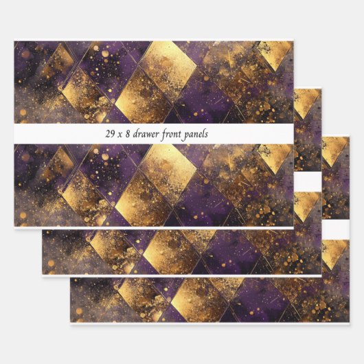 Decoupage Drawer Panel Luxe Diamond Purple Gold Geschenkpapier Set (Set)