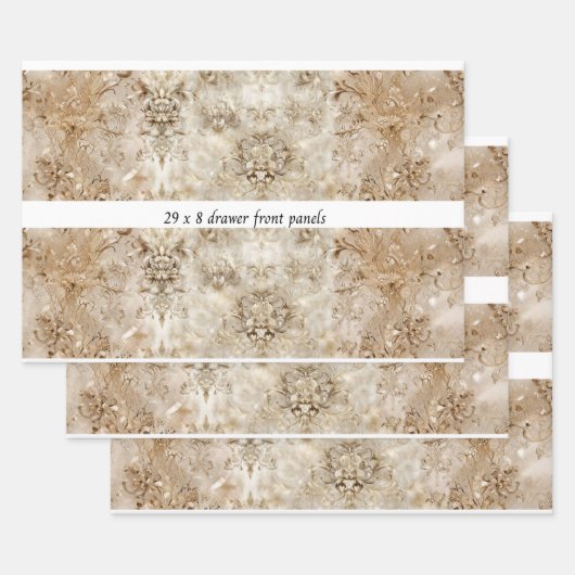 Decoupage Drawer Panel Motif Beige Design  Geschenkpapier Set (Set)