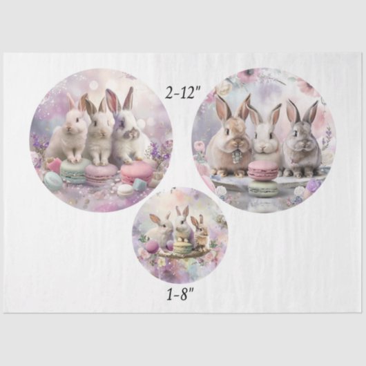 Decoupage Easter Bunnies Macaroon 12" Rounds  Seidenpapier (Vorderseite)