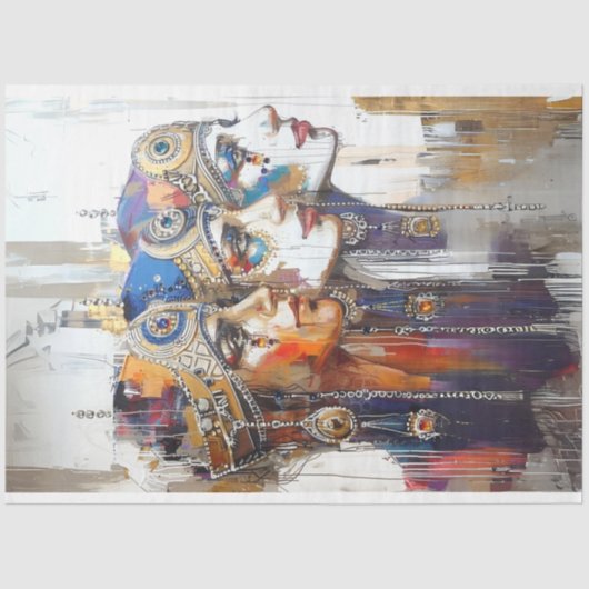 Decoupage Egyptian Robotic Female Portaits Seidenpapier (Vorderseite)