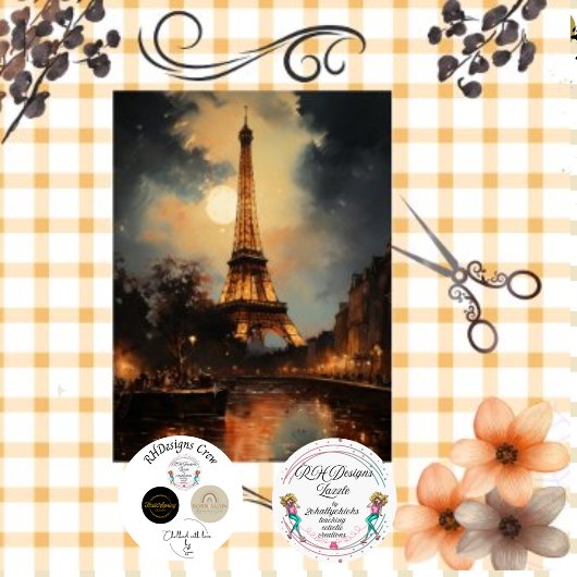 Decoupage Eiffel Tower Paris Nightscape Seidenpapier