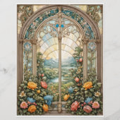 Decoupage - Ein farbiges Fenster mit Blume (Vorderseite)