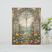 Decoupage - Ein farbiges Fenster mit Blume (Stehend Vorderseite)