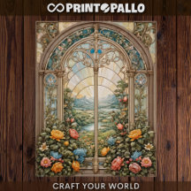 Decoupage - Ein farbiges Fenster mit Blume