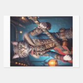 Decoupage - Eine steampunk Katze & Gitarre Geschenkpapier Set (Vorderseite 3)