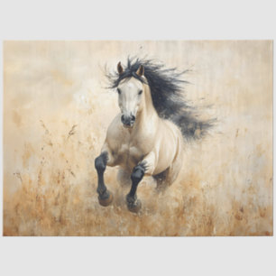 Decoupage eines galoppierenden Buckskin-Hengstes Seidenpapier