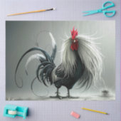 Decoupage Elaborate Rooster Long White Feathers Seidenpapier (Basteln)