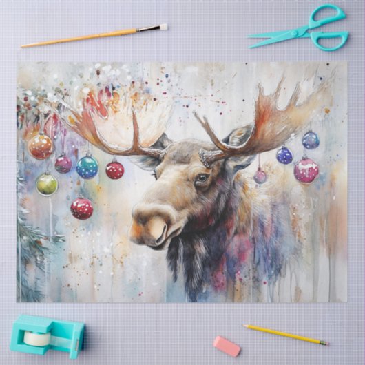 Decoupage Elche Weihnachtsschmuck in Antlers Seidenpapier (Basteln)