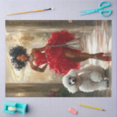 Decoupage Elegant Lady Red Dress & Standard Poodle Seidenpapier (Basteln)
