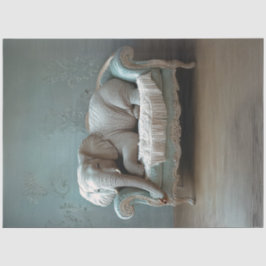 Decoupage Elephant Lying on Vintag Sofa Seidenpapier
