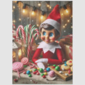 Decoupage-Elf auf einem Tisch Seidenpapier (Vorderseite)