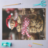 Decoupage Elf oben auf eine Schokolade Cookie Jar Seidenpapier (Basteln)