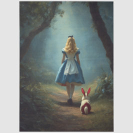 Decoupage Enchanted Forest Girl and White Rabbit  Seidenpapier