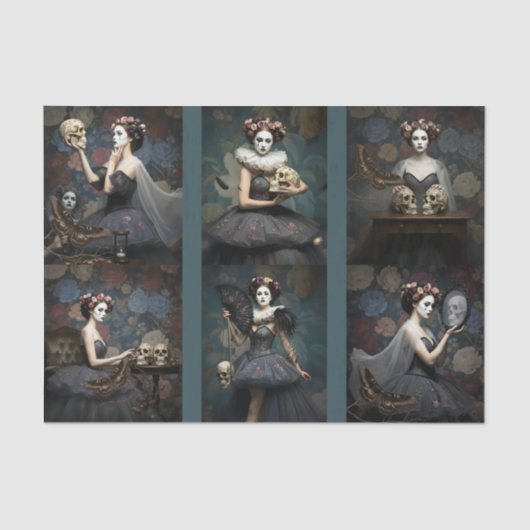 Decoupage/Ephemera Sheet Vitnage Gothic Style Seid Seidenpapier (Vorderseite)