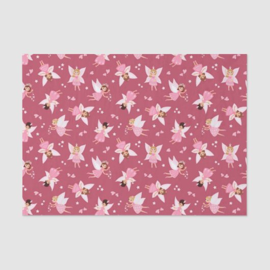 Decoupage Fairy Birthday Party Pink Seidenpapier (Vorderseite)