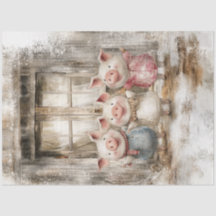 Decoupage Fairy Tale Whimsical Kleine Schweine