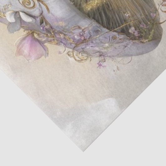 Decoupage Fairytale Mushroom House Lilac Filligree Seidenpapier (Ausschnitt)