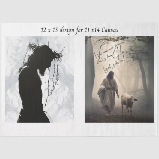 Decoupage Faith Based Jesus 11x14 Canvas Seidenpapier (Vorderseite)