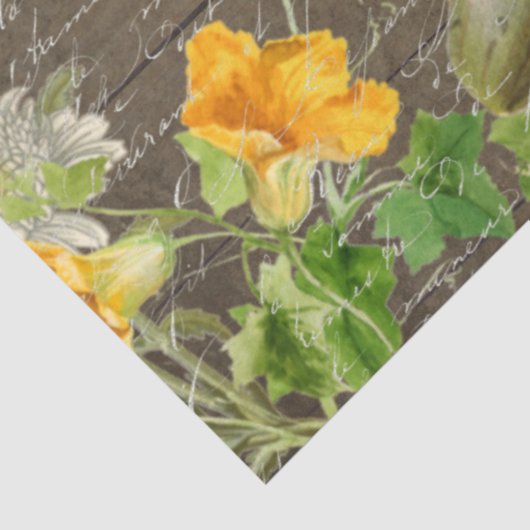 Decoupage Fall Gourds Pumpkin Rustic Dark Wood Seidenpapier (Ausschnitt)