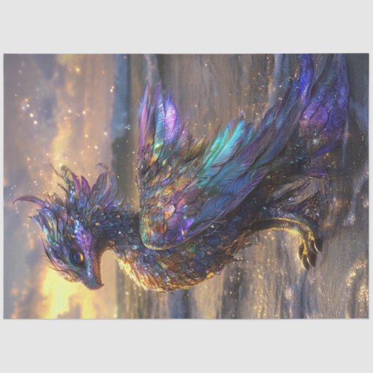 Decoupage Fantastische Lila Crow like Bird Seidenpapier (Vorderseite)