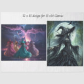 Decoupage Fantasy Dancing Witches 11x14 Canvas Seidenpapier (Vorderseite)