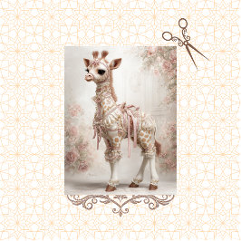 Decoupage Fantasy Giraffe Viktorianisch Pink Lace Seidenpapier