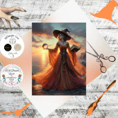 Decoupage Fantasy Hexe Fiery Gown & Orb Seidenpapier
