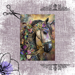 Decoupage Fantasy Royal Mane Horse Portrait Seidenpapier