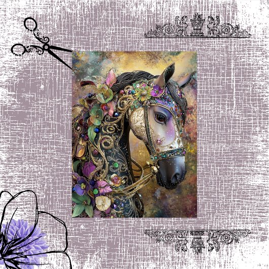 Decoupage Fantasy Royal Mane Horse Portrait Seidenpapier