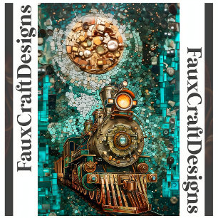 Découpage Fantasy Steampunk Zug Faux-Mosaik 066 Seidenpapier