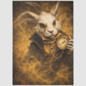 Decoupage Fantasy White Rabbit Timekeeper Art Seidenpapier (Vorderseite)