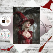 Decoupage Fantasy Witch Dressed in Red Winter Seidenpapier