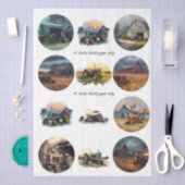 Decoupage Farm Life 4" Coaster Set Rustic  Seidenpapier (Handwerk)