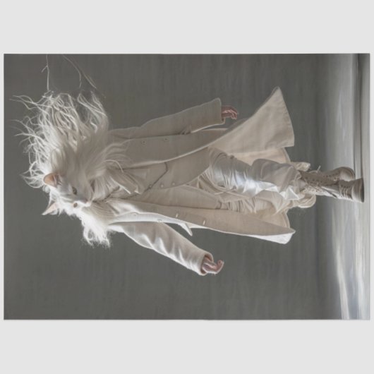 Decoupage Fashion Show White Cat White Outfit Seidenpapier (Vorderseite)