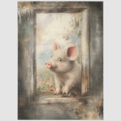 Decoupage-Ferkel in einem rustikalen Fenster-Gesch Seidenpapier (Vorderseite)