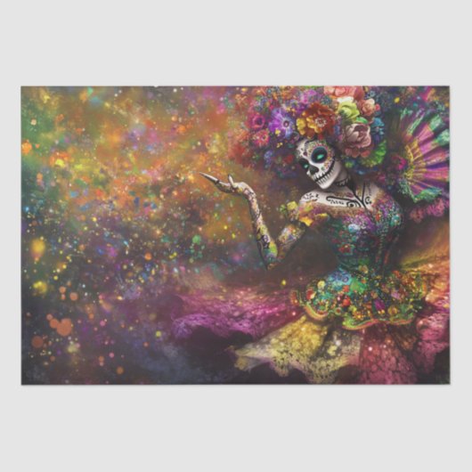 Decoupage Festive Dia de los Muertos Dancer Seidenpapier (Vorderseite)