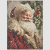Decoupage Festive Santa Claus Holly Tree Seidenpapier (Vorderseite)