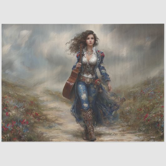 Decoupage Fields of Melody Country Singer Seidenpapier (Vorderseite)