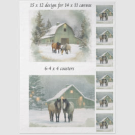 Decoupage Fits 11x14 Canvas Winter Horse Scene  Seidenpapier